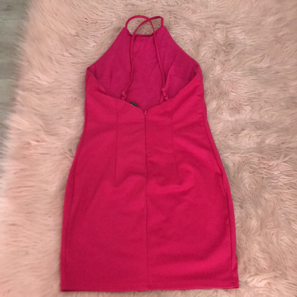 Hot pink double strapped back out baby doll dress
